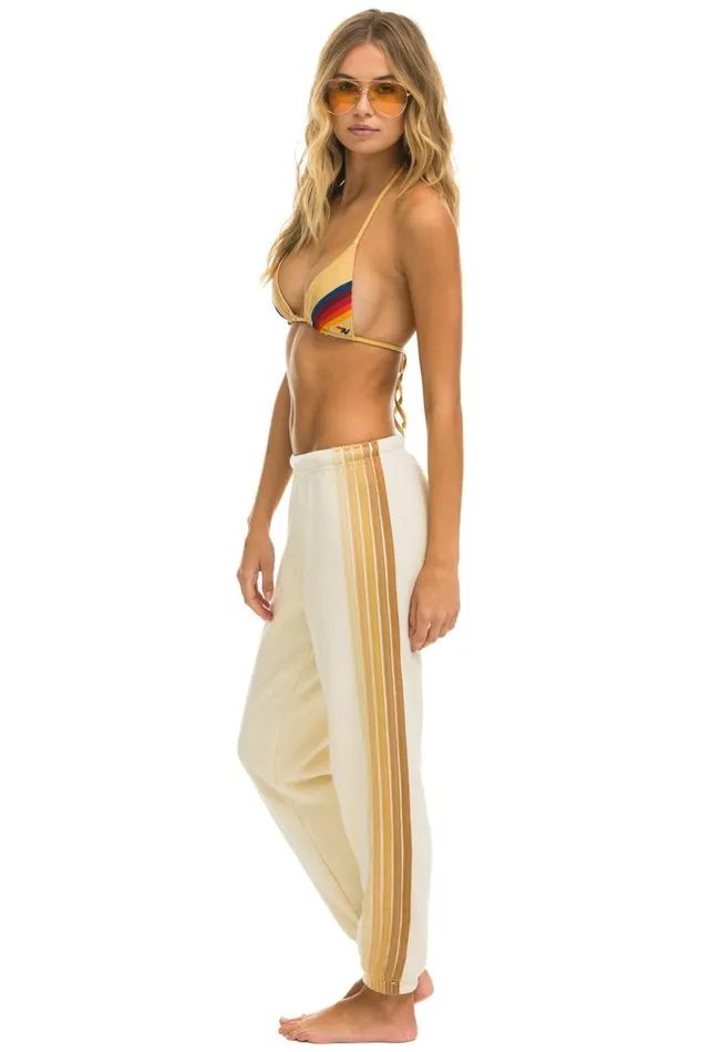 5 STRIPE SWEATPANTS 8211 VINTAGE WHITE TAN Women Aviator Nation Sweatpants