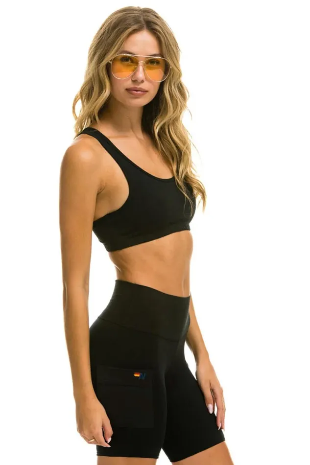 6 INCH CARGO POCKET HIRISE BIKER SHORT 8211 BLACK Women Aviator Nation Shorts