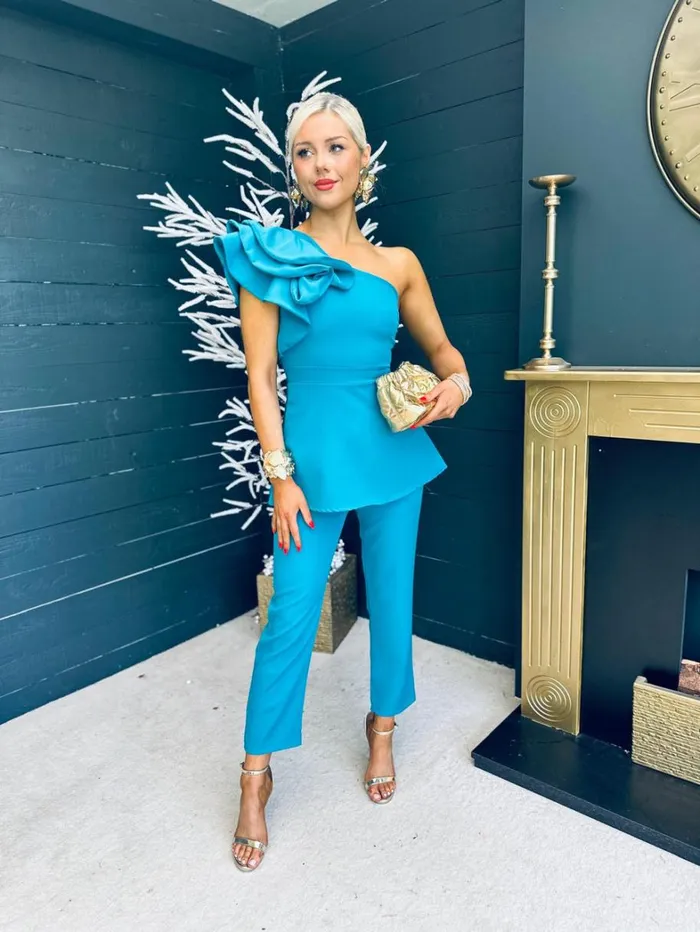 Addison Occasion 2 Piece Teal Womens Canella Lane Suits and Blazers