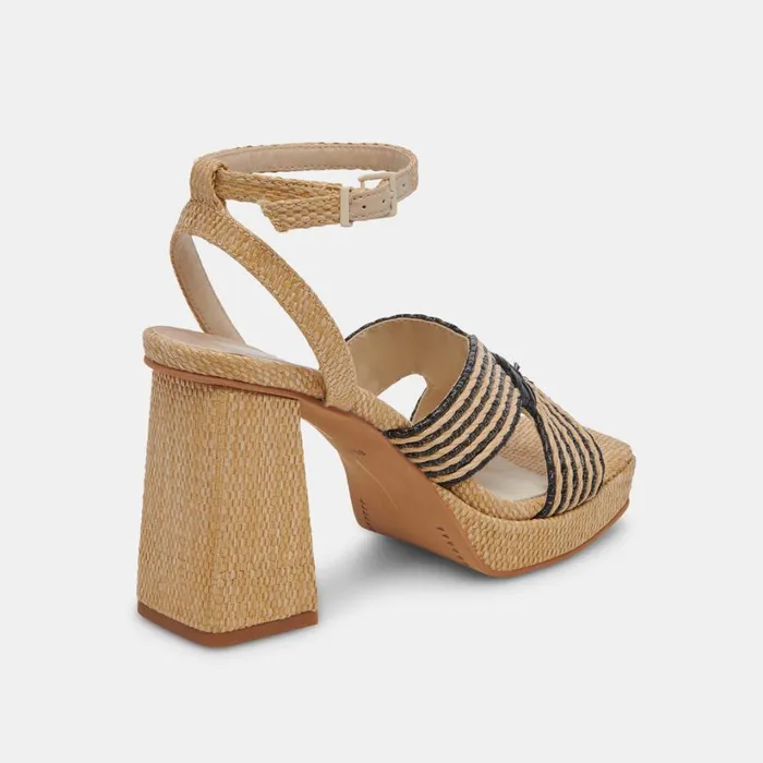 Aries Heels Black Natural Raffia Women Dolce Vita Sandals