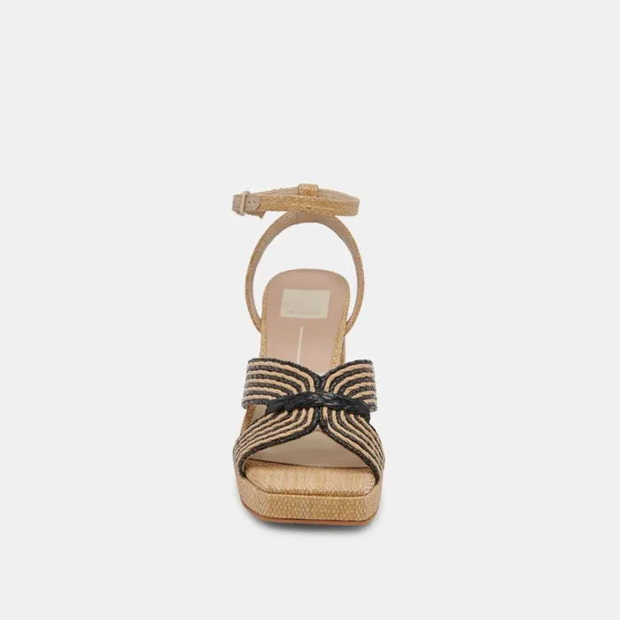 Aries Heels Black Natural Raffia Women Dolce Vita Sandals
