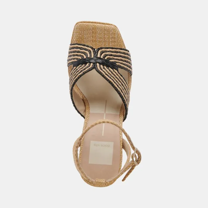Aries Heels Black Natural Raffia Women Dolce Vita Sandals