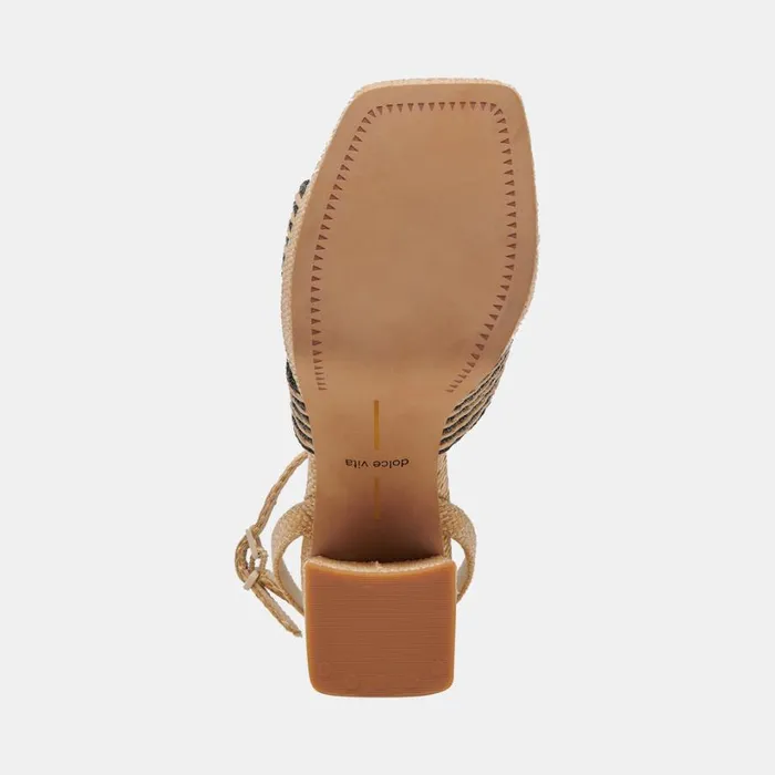 Aries Heels Black Natural Raffia Women Dolce Vita Sandals