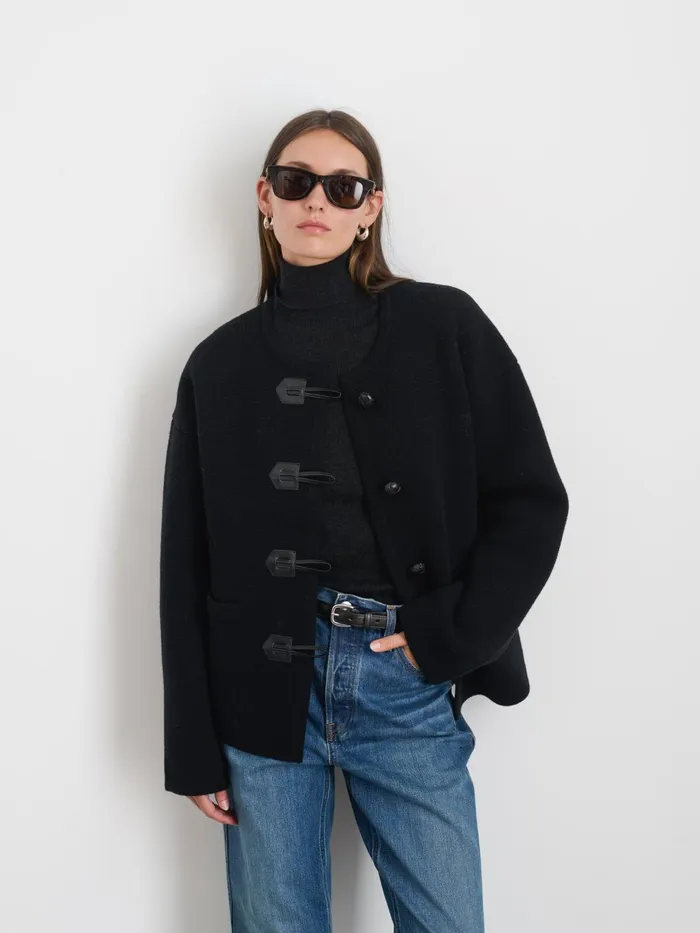 Aubrey Sweater Jacket In Merino Wool Black Women Alex Mill Sweaters