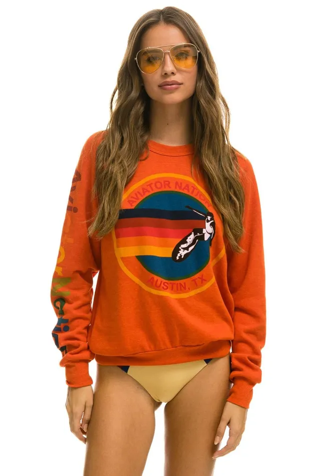 AVIATOR NATION AUSTIN SWEATSHIRT 8211 ORANGE Women Aviator Nation Sweatshirts