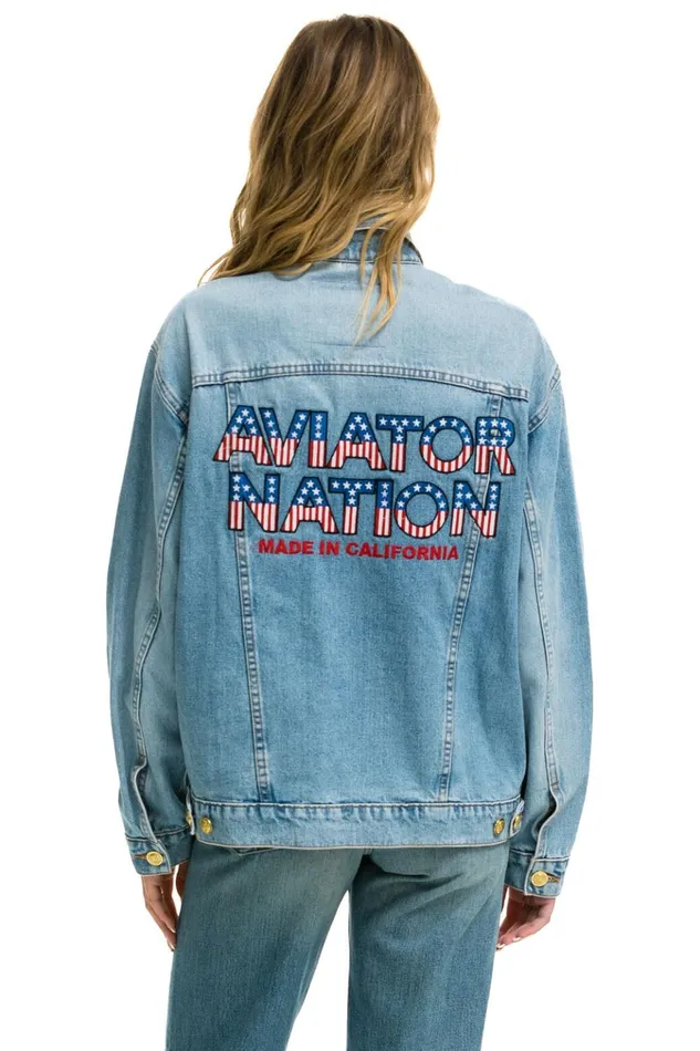 AVIATOR NATION OVERSIZED CONCERT DENIM JACKET 8211 SUPER LIGHT Women Aviator Nation Denim AVIATOR NATION OVERSIZED CONCERT DENIM JACKET 8211 SUPER LIGHT Women Aviator Nation Denim