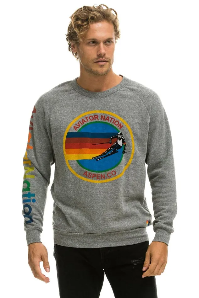 AVIATOR NATION SWEATSHIRT ASPEN 8211 HEATHER GREY Women Aviator Nation Sweatshirts
