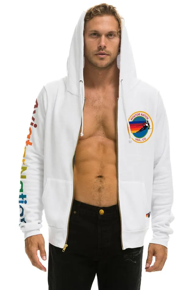 AVIATOR NATION VAIL ZIP HOODIE 8211 WHITE Women Aviator Nation Hoodies