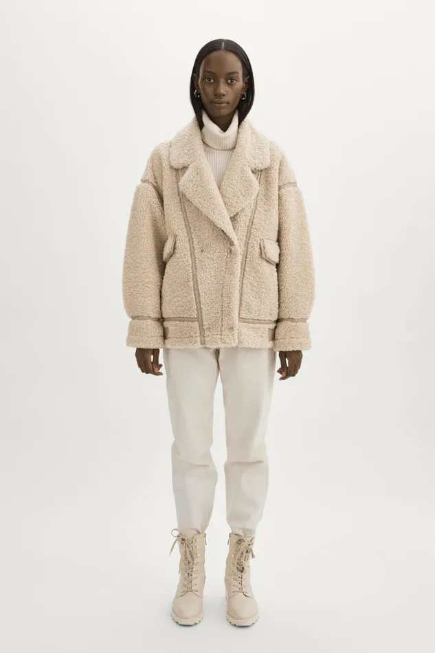 Badu Oversized Faux Shearling Jacket Beige Women Lamarque BEST SELLERS