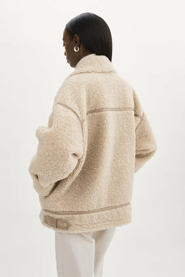Badu Oversized Faux Shearling Jacket Beige Women Lamarque BEST SELLERS