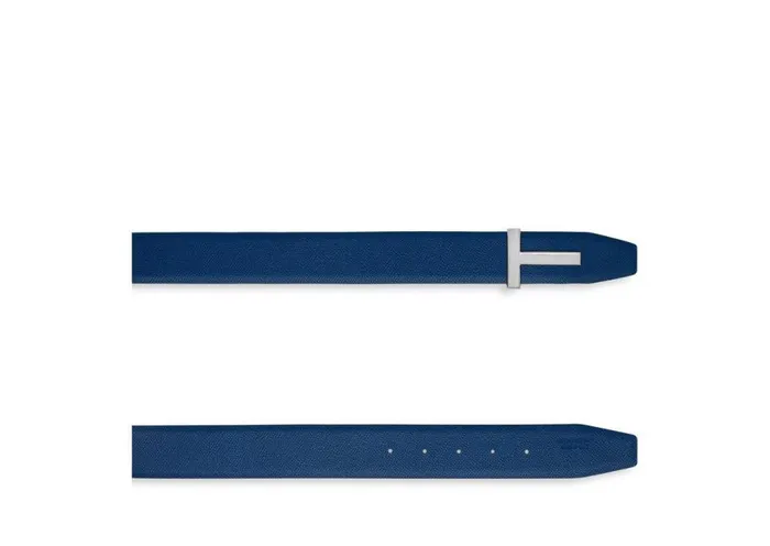 Belts Men TOM FORD SMALL GRAIN LEATHER T ICON BELT Black Ultramarine