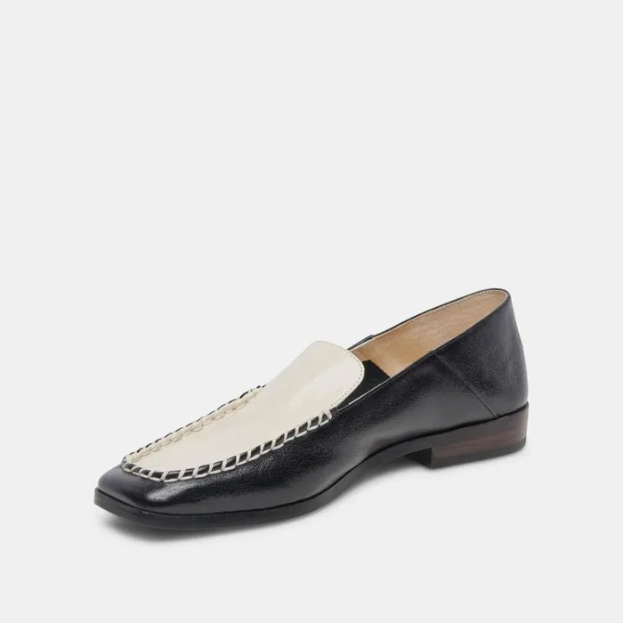 Beny Flats White Black Crinkle Patent Women Dolce Vita Flats and Loafers