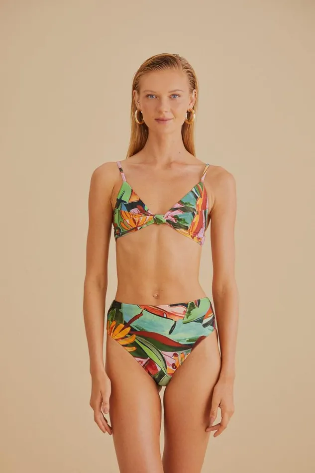 Bikinis Women FARM Rio Banana Foliage High Waisted Bikini Bottom