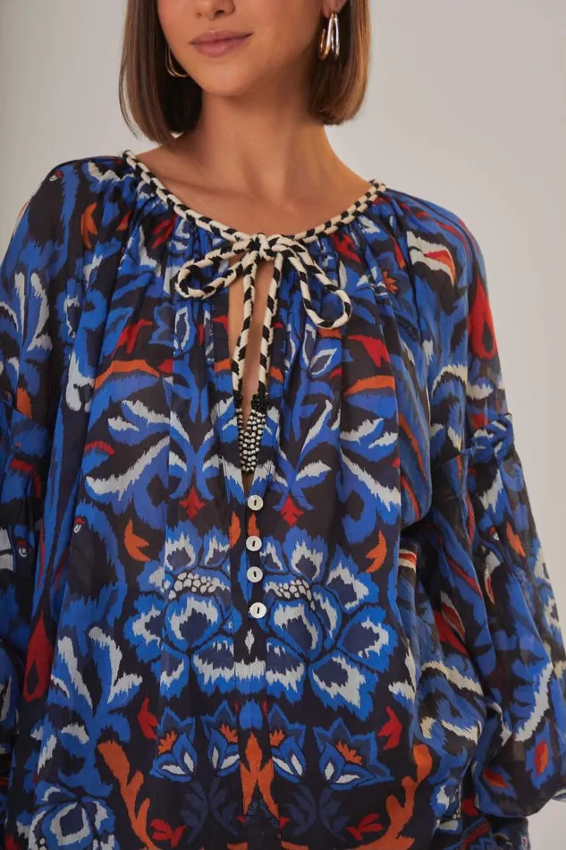 Blouses Women FARM Rio Black Toucans Scarf Blouse