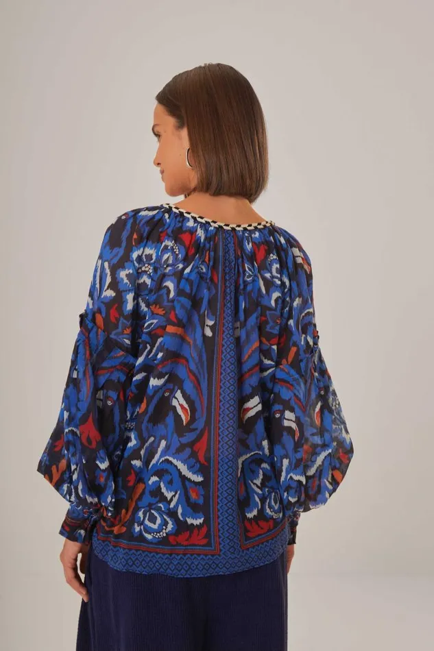 Blouses Women FARM Rio Black Toucans Scarf Blouse