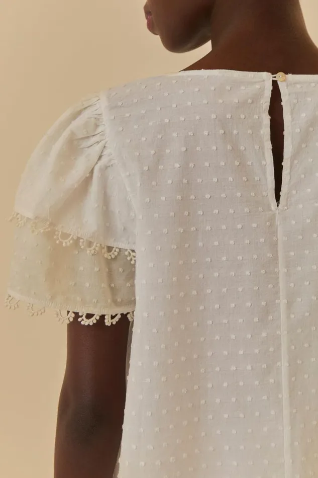 Blouses Women FARM Rio OffWhite Ruffle Blouse