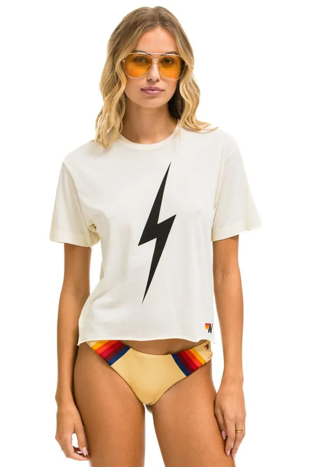 BOLT BOYFRIEND TEE 8211 VINTAGE WHITE Women Aviator Nation Tees