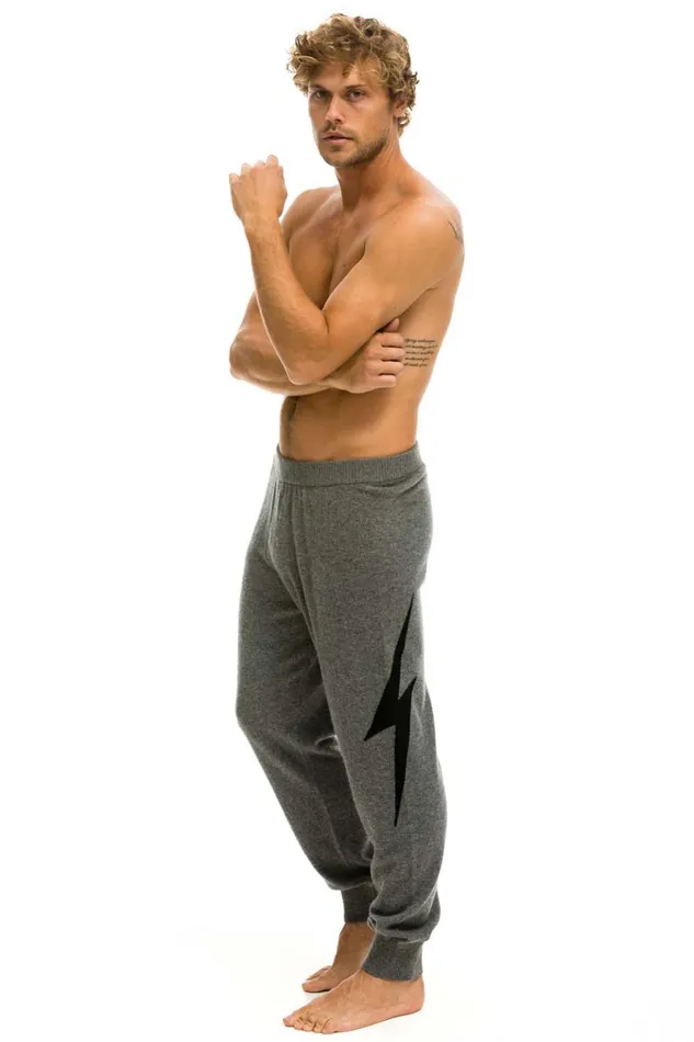 BOLT CASHMERE LIGHT SWEATER PANT DEEP HEATHER BLACK BOLT Men Aviator Nation Sweatpants