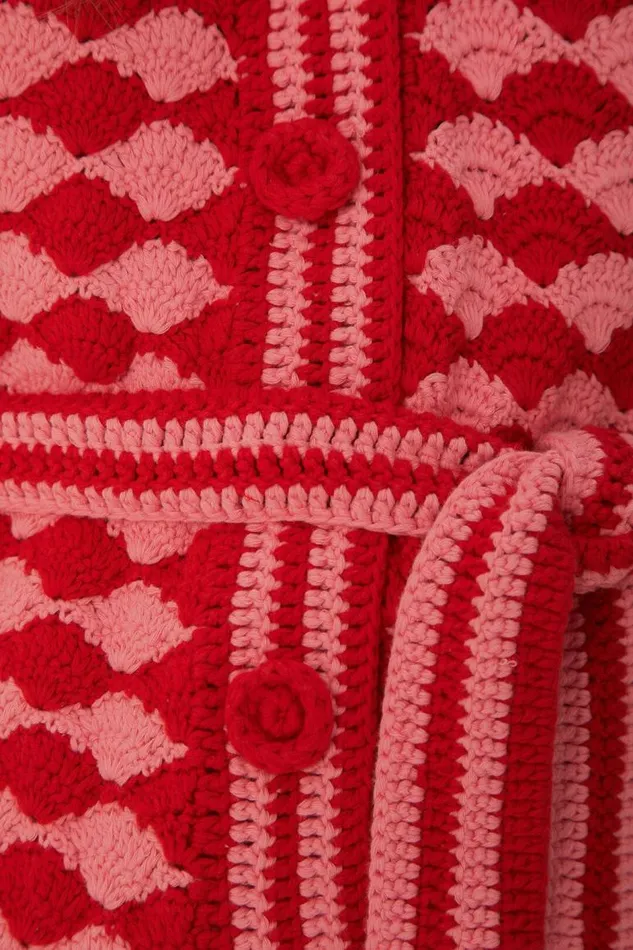Cardigans Women FARM Rio Fan Stitch Crochet Cardigan