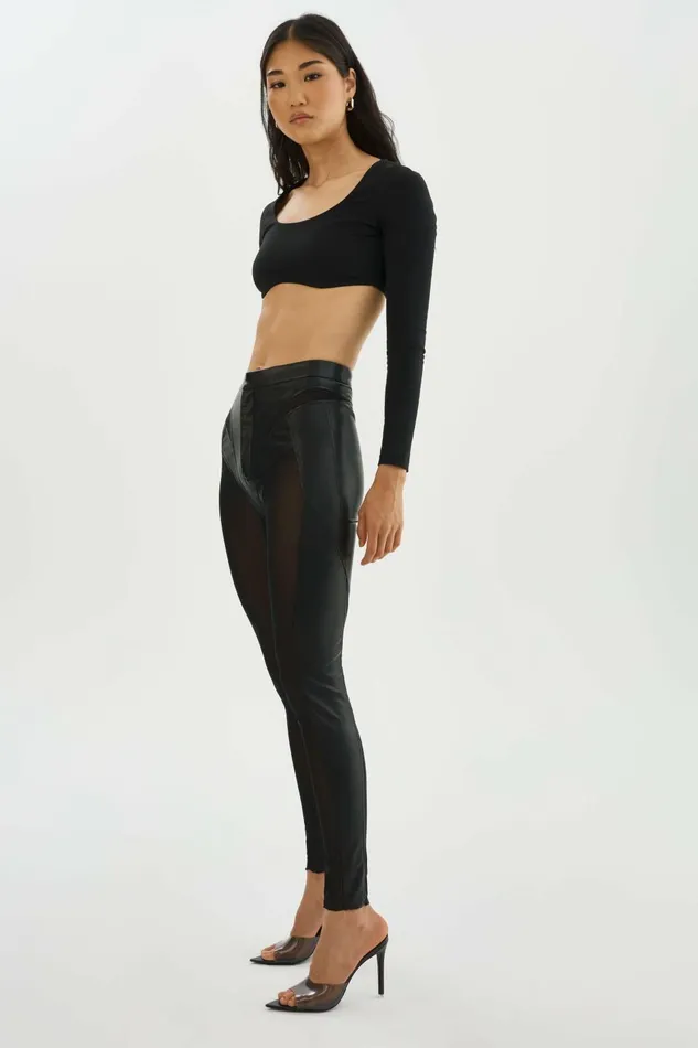 Celicia Faux Leather Mesh Leggings Black Women Lamarque PANTS