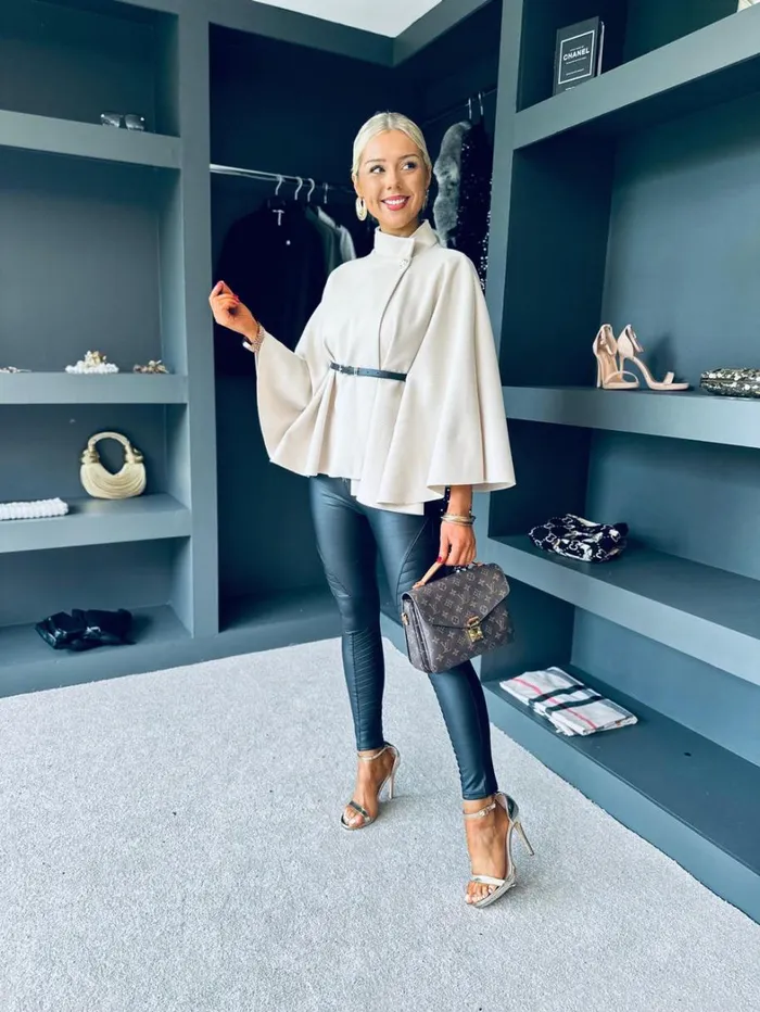 Celine Belted Cape Beige Womens Canella Lane Coats and Jackets