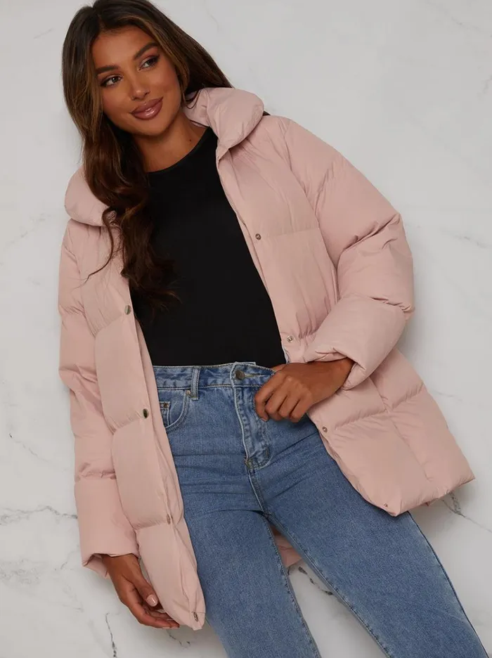 Chi Chi London Padded Puffer Coat In Pink Women Coats and Jackets