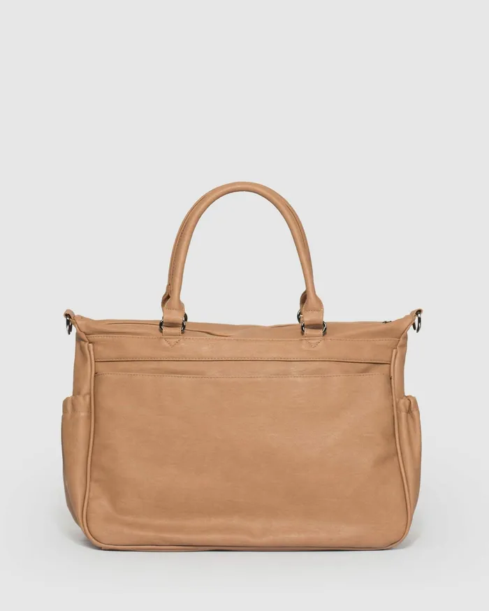 Colette By Colette Hayman Baby Bags Caramel Pocket And Zip Baby Bag With Gunmetal Hardware 8211 Bags