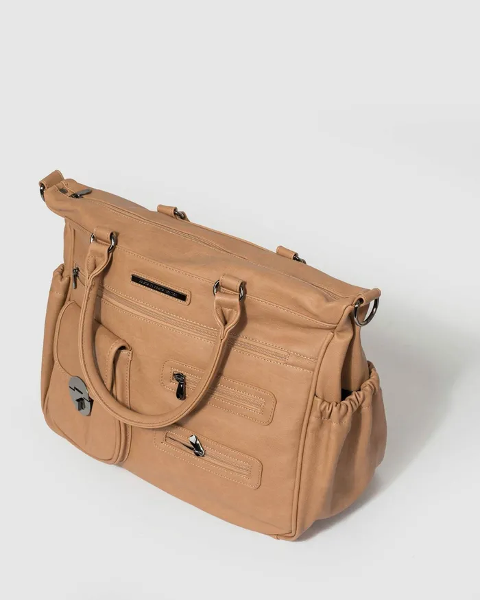 Colette By Colette Hayman Baby Bags Caramel Pocket And Zip Baby Bag With Gunmetal Hardware 8211 Bags