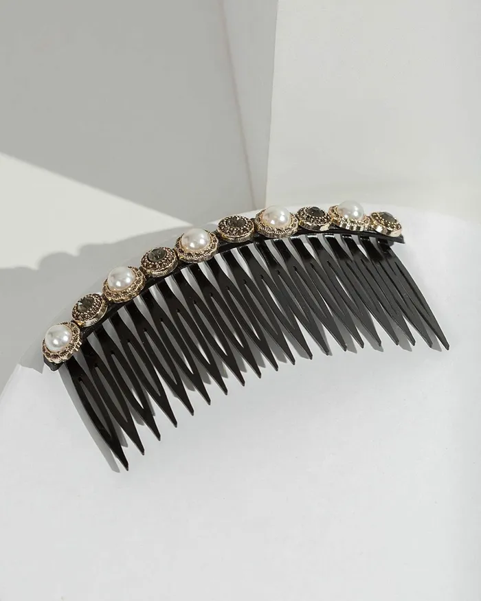 Colette By Colette Hayman Black Pearl And Crystal Detail Hair Comb Accessories Hair Combs