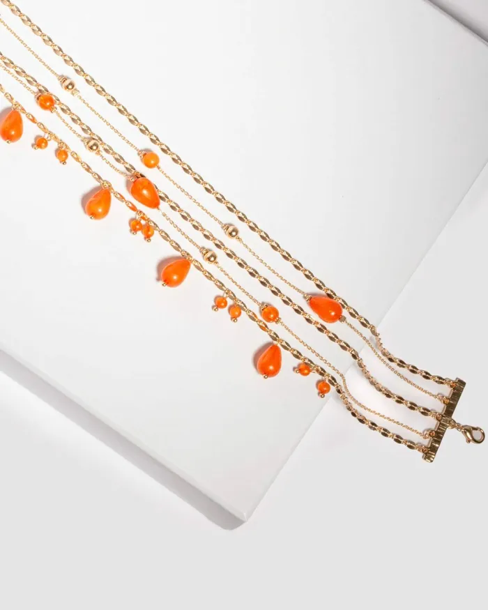 Colette By Colette Hayman Brown Layer Beaded Choker Necklace Jewellery Choker