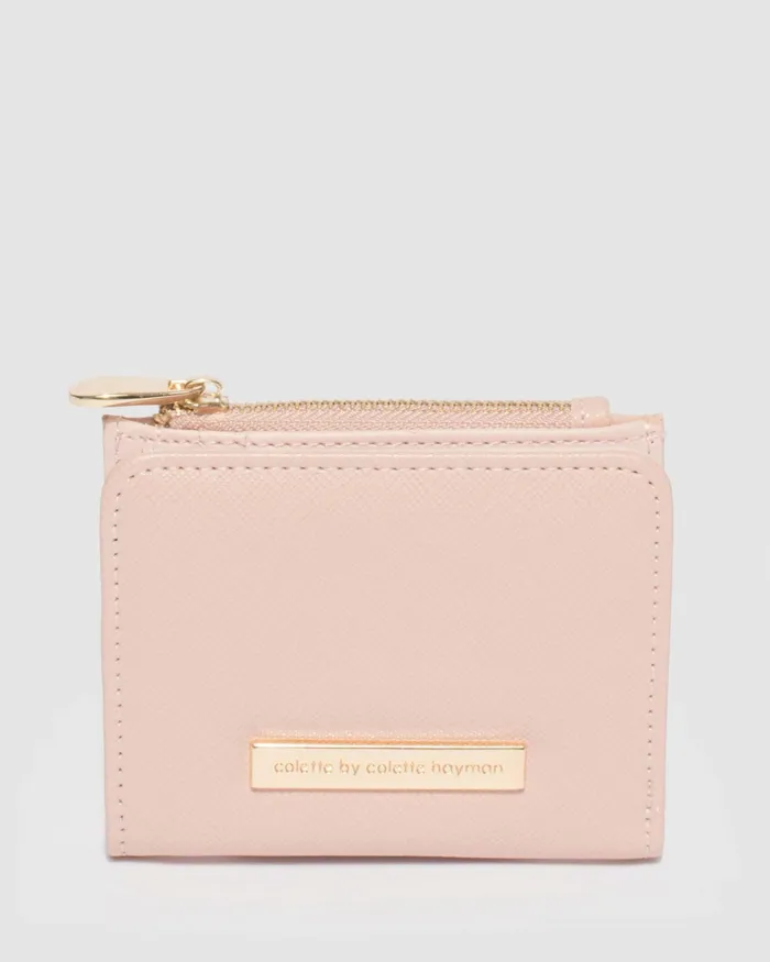 Colette By Colette Hayman Pink Saffiano Han Mini Wallet With Gold Hardware Bags Wallets