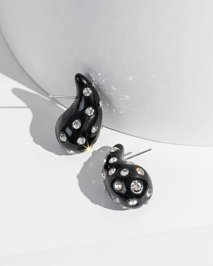 Colette By Colette Hayman Statement Earrings Black Crystal Studded Tear Drop Earrings 8211 Jewellery