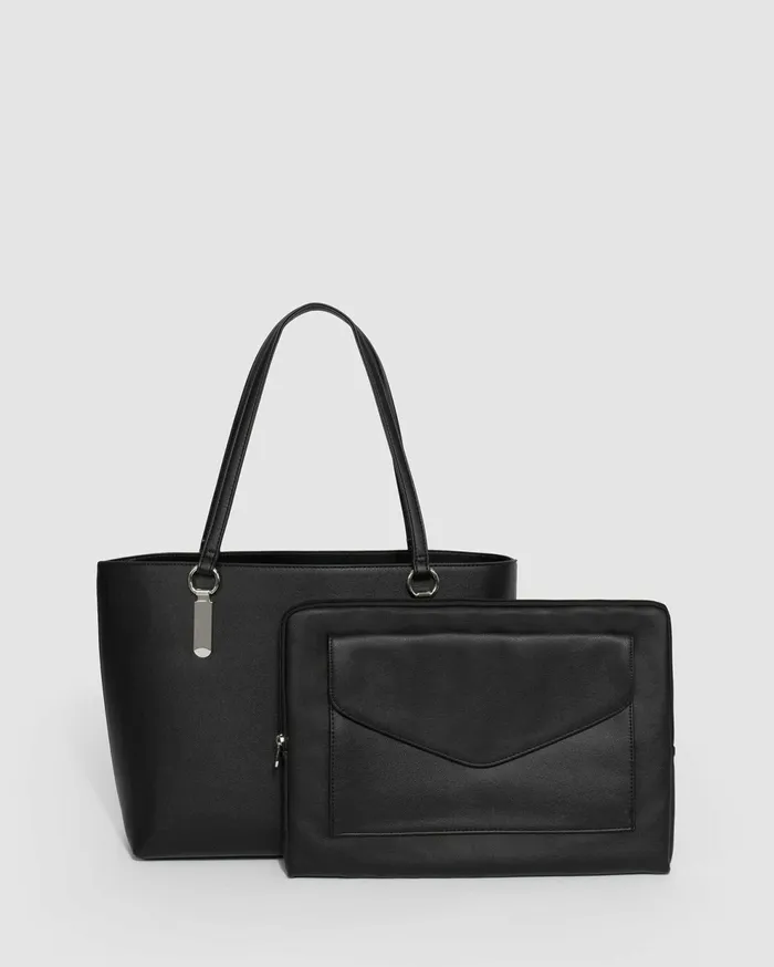 Colette By Colette Hayman Work Bags Black Angelina Tote Bag With Silver Hardware Online 8211 Bags