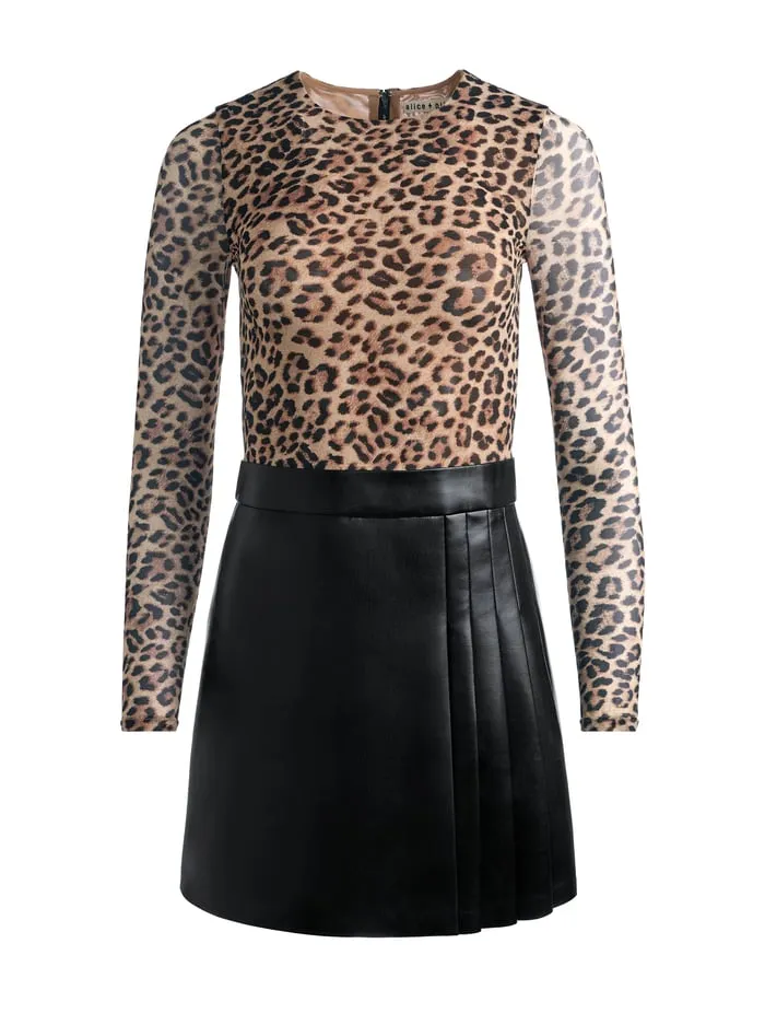 Dresses Women Alice Olivia Chara Mini Dress Leopard Loveblack