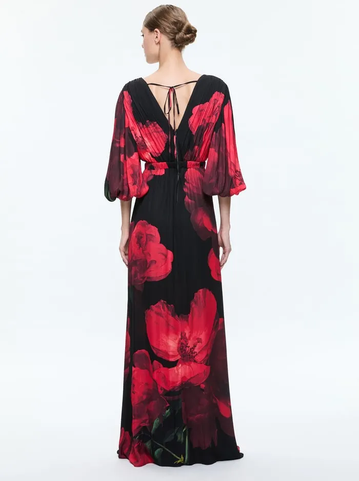 Dresses Women Alice Olivia Clarissa Maxi Dress Peony Petals Bright Ruby