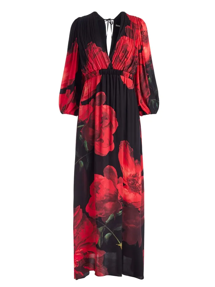 Dresses Women Alice Olivia Clarissa Maxi Dress Peony Petals Bright Ruby
