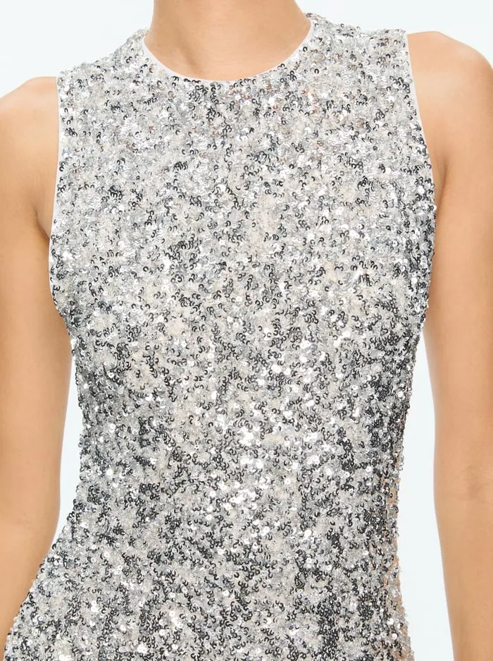 Dresses Women Alice Olivia Coley Sequin Mini Dress Silver