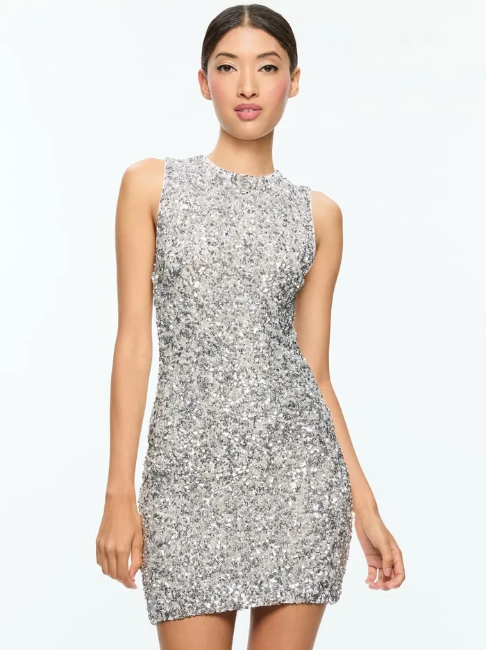Dresses Women Alice Olivia Coley Sequin Mini Dress Silver