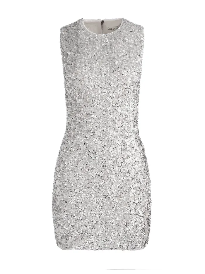 Dresses Women Alice Olivia Coley Sequin Mini Dress Silver