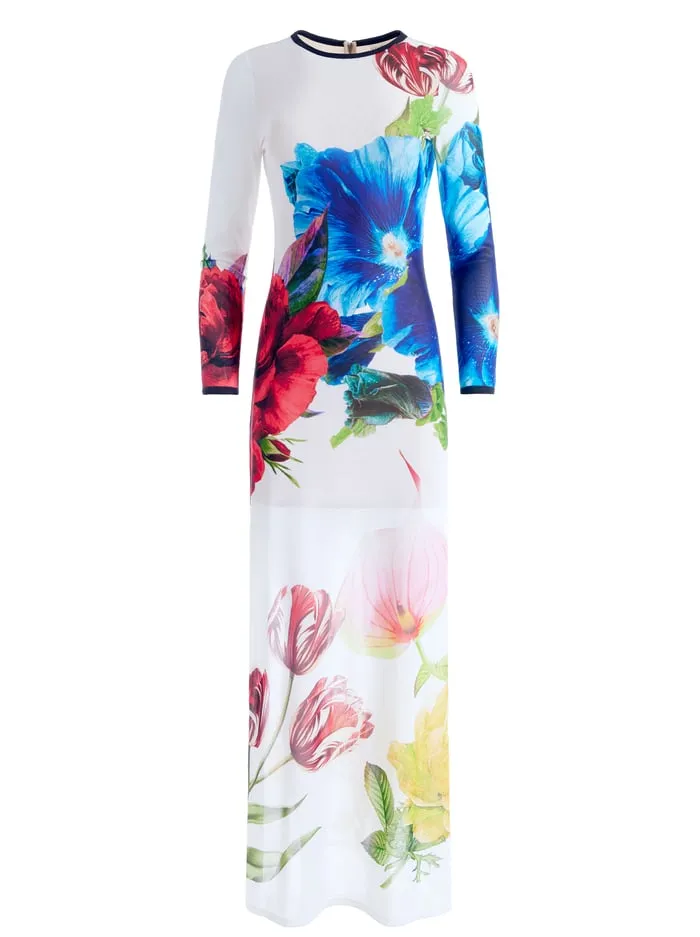 Dresses Women Alice Olivia Delora Long Sleeve Crew Neck Maxi Dress Le Parisien