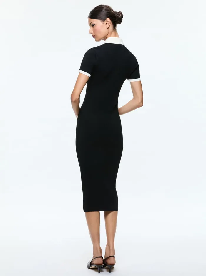 Dresses Women Alice Olivia Iris Midi Sweater Dress Blacksoft White