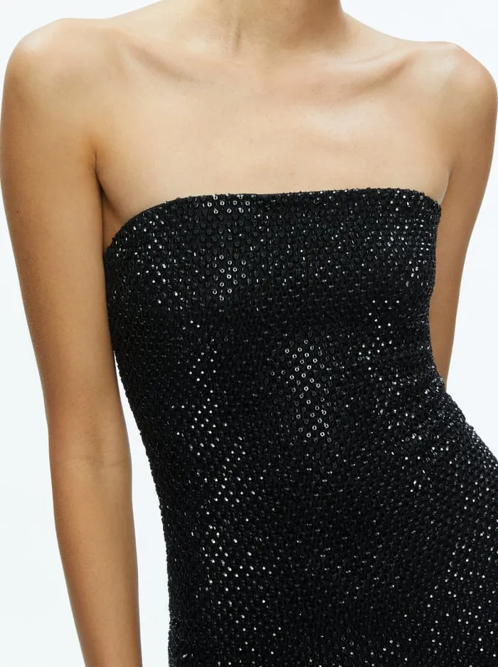 Dresses Women Alice Olivia Leia Strapless Embellished Mini Dress Black