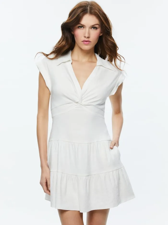 Dresses Women Alice Olivia Mila Linen Twist Front Mini Dress Off White