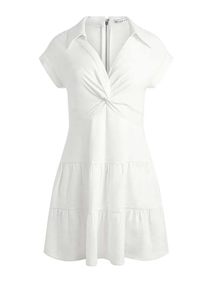 Dresses Women Alice Olivia Mila Linen Twist Front Mini Dress Off White