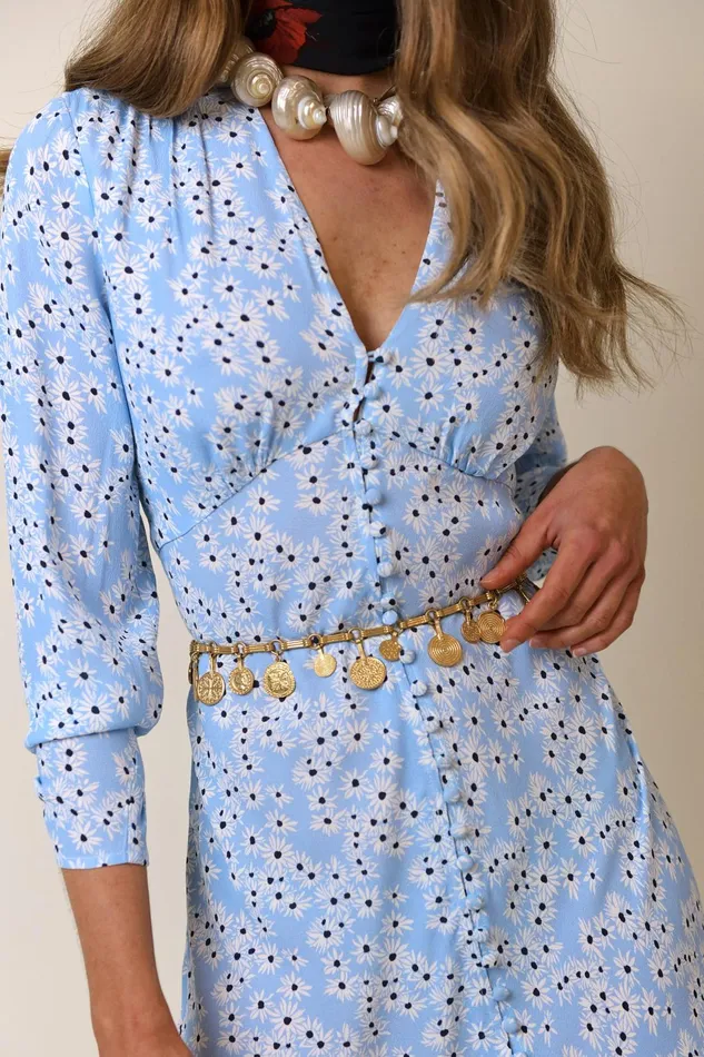 Dresses Women RIXO Katie Steel Blue Daisy Dresses Women RIXO Katie Steel Blue Daisy