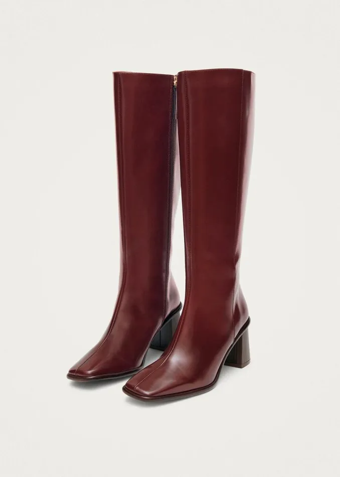 East Sleek Burgundy Leather Boots Women ALOHAS Boots