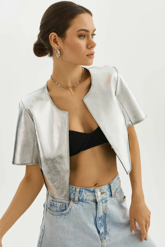 Elia Reversible Jacket Blacksilver Women Lamarque LEATHER JACKETS