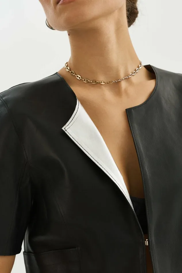 Elia Reversible Jacket Blacksilver Women Lamarque LEATHER JACKETS