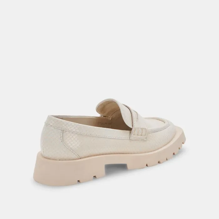 Elias Flats Ivory Embossed Leather Women Dolce Vita Flats and Loafers