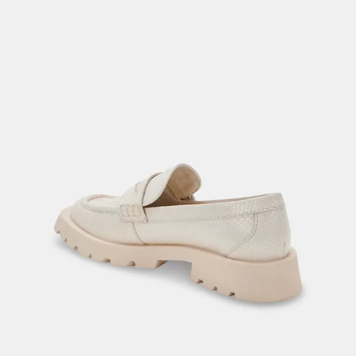 Elias Flats Ivory Embossed Leather Women Dolce Vita Flats and Loafers